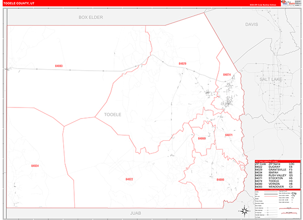 Tooele County, UT Zip Code Map