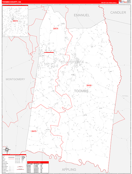 Toombs County, GA Zip Code Map