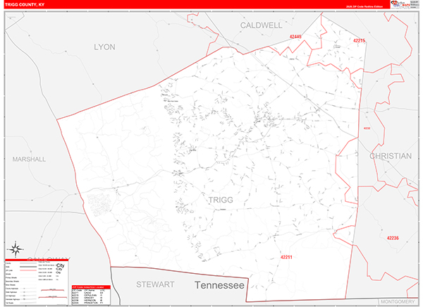 Trigg County, KY Zip Code Map