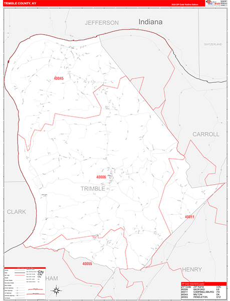 Trimble County, KY Zip Code Map