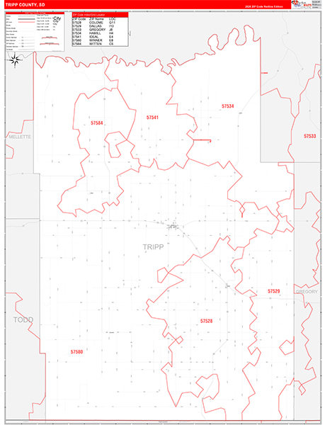 Tripp County, SD Zip Code Map