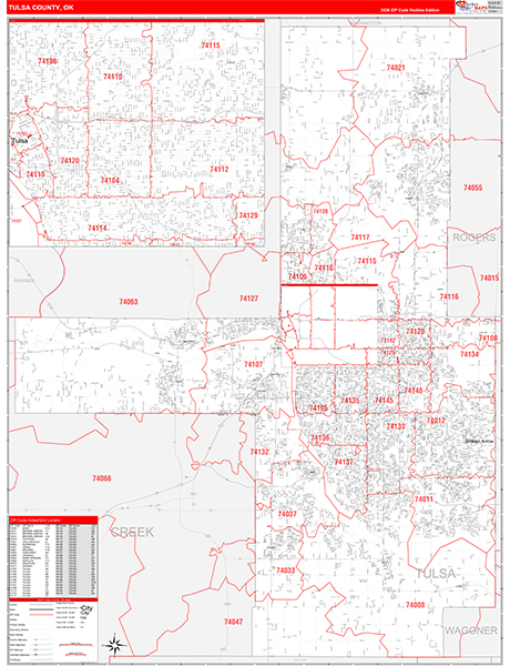 Tulsa County, OK Zip Code Map