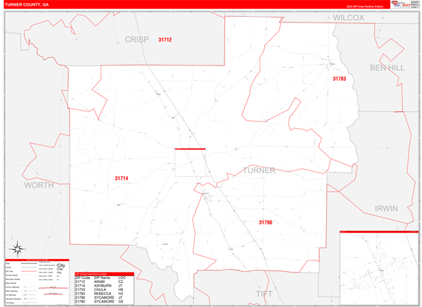 Turner County, GA Zip Code Map