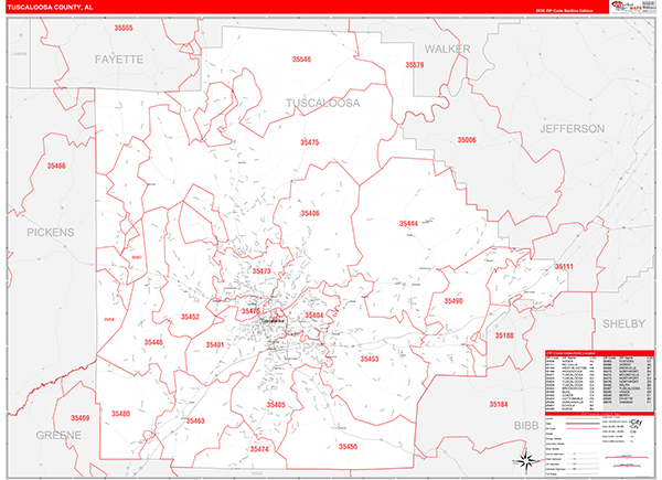 Tuscaloosa County, AL Zip Code Map