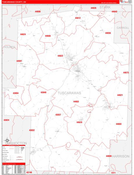 Tuscarawas County, OH Zip Code Map