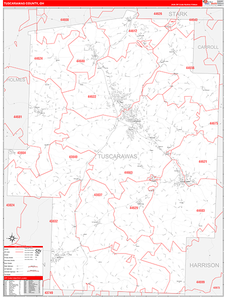 Tuscarawas County, OH Zip Code Map