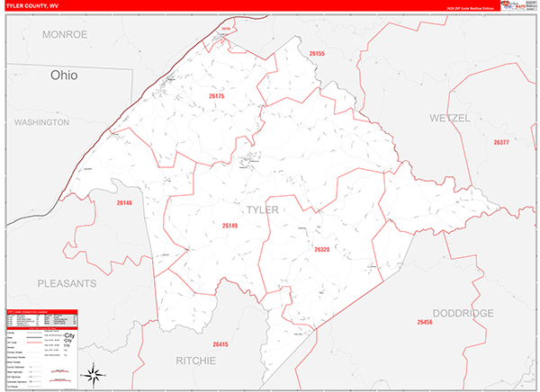 Tyler County, WV Zip Code Map