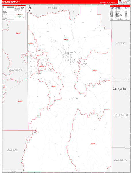 Uintah County, UT Zip Code Map