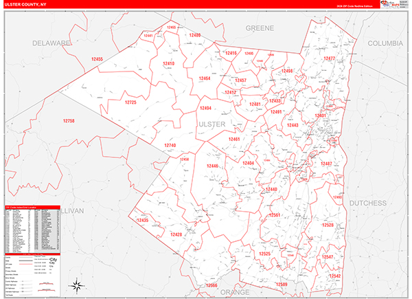 Ulster County, NY Zip Code Map