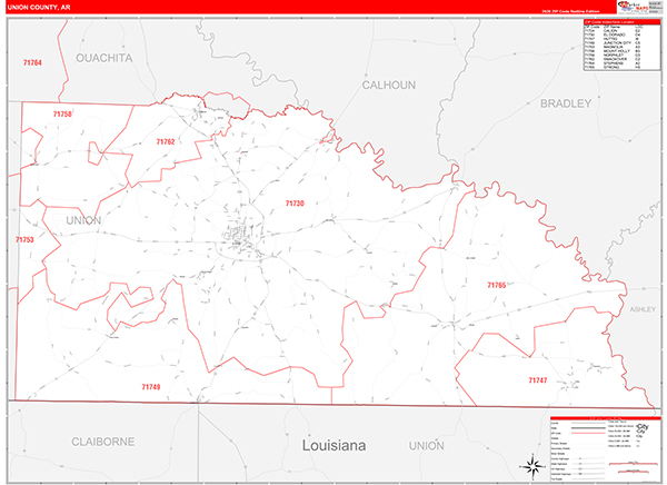 Union County, AR Zip Code Map