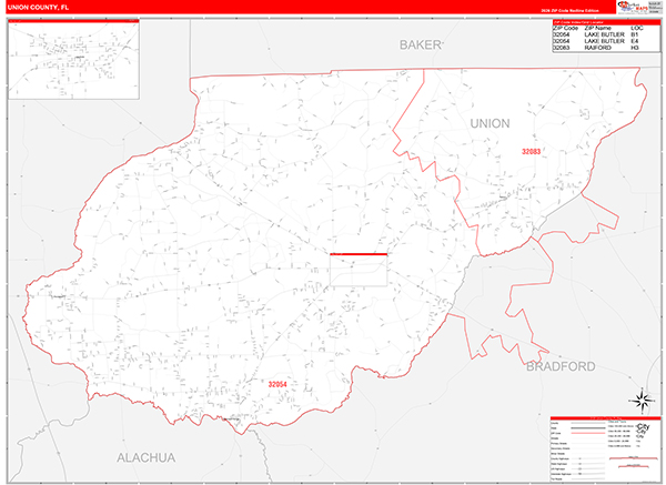 Union County, FL Zip Code Map