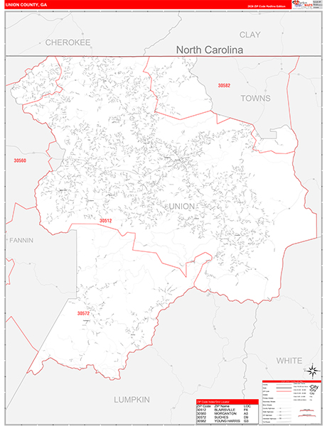 Union County, GA Zip Code Map