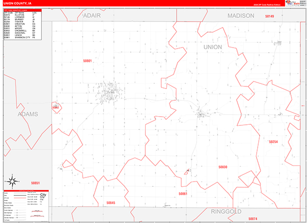Union County, IA Zip Code Wall Map