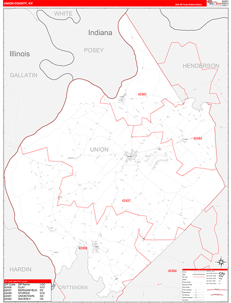 Union County, KY Zip Code Map
