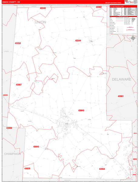 Union County, OH Zip Code Map