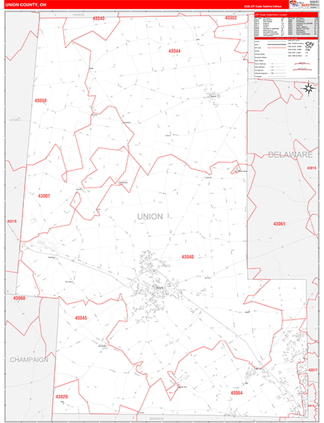 Union County, OH Zip Code Map