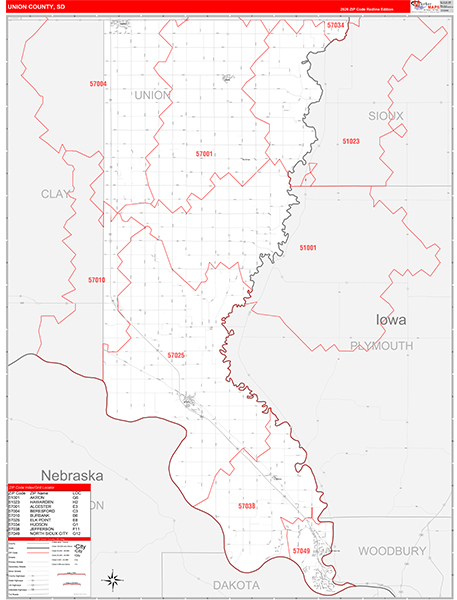 Union County, SD Carrier Route Wall Map