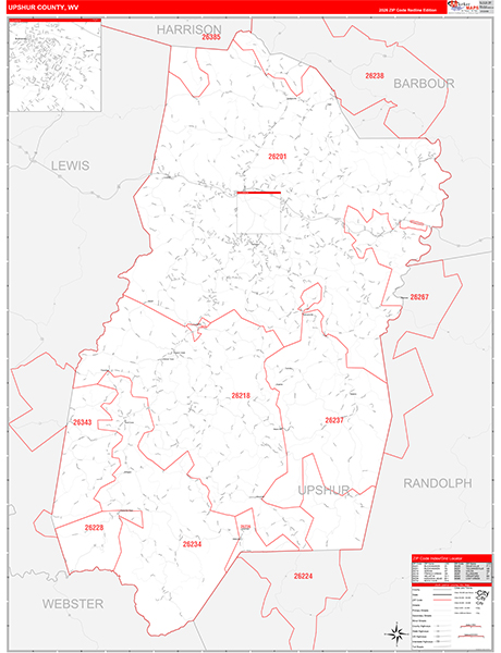 Upshur County, WV Zip Code Map