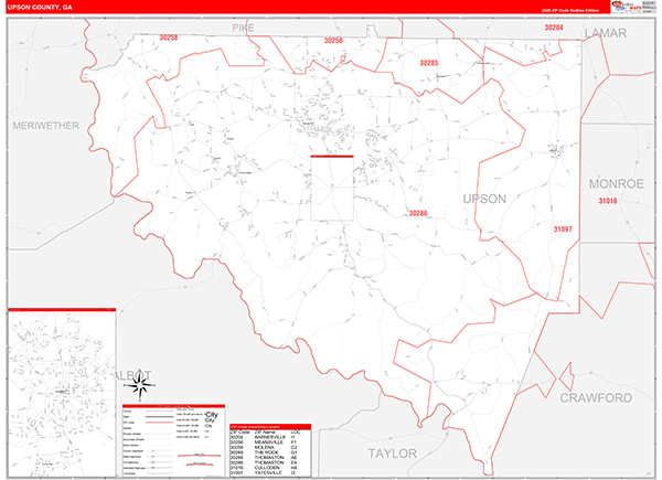 Upson County, GA Zip Code Map