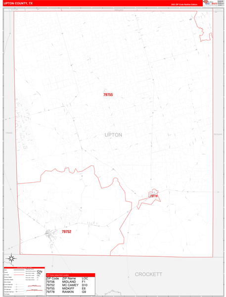 Upton County Digital Map Red Line Style