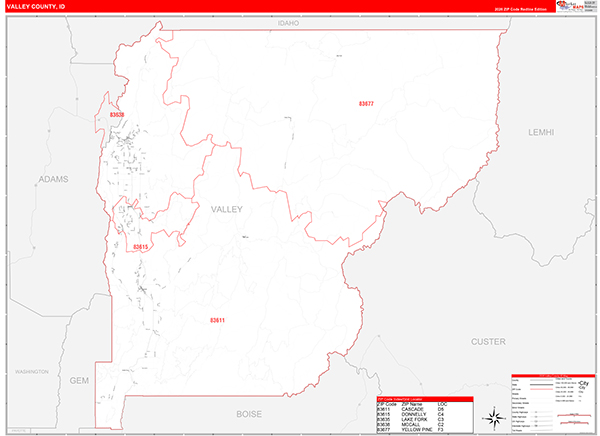 Valley County, ID Zip Code Map