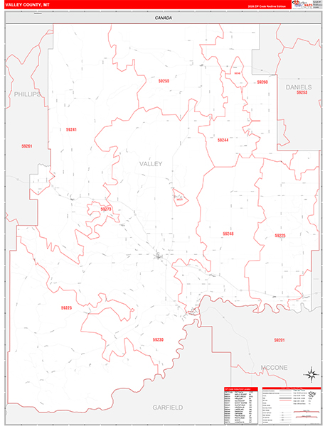 Valley County, MT Carrier Route Wall Map