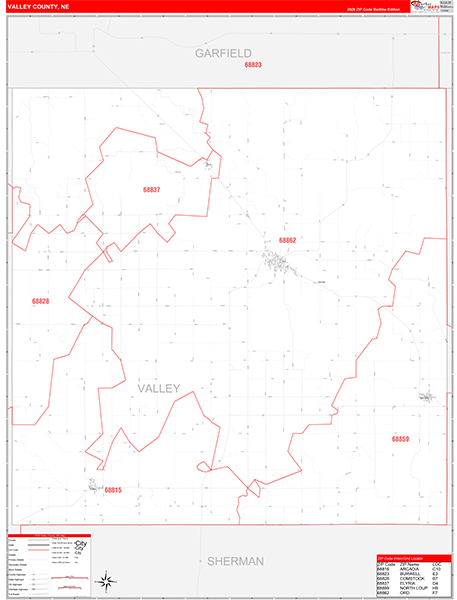 Valley County, NE Zip Code Map