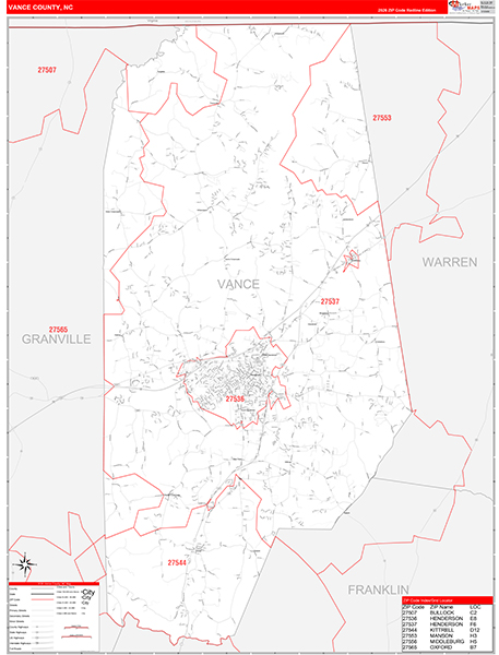 Vance County, NC Zip Code Map