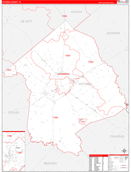 Victoria County, TX Zip Code Map