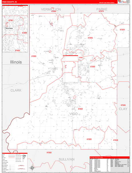 Vigo County, IN Zip Code Map