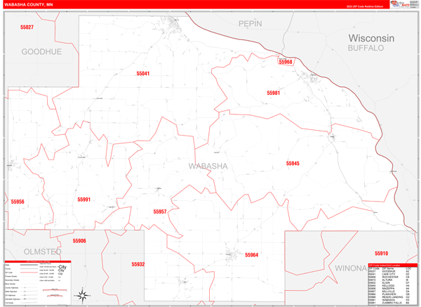 Wabasha County, MN Zip Code Map