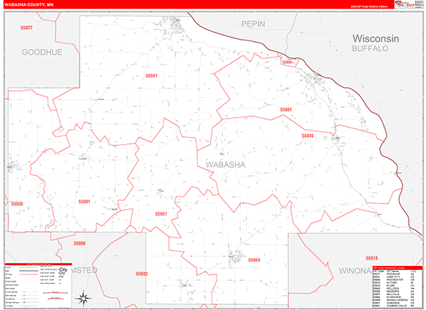 Wabasha County, MN Zip Code Map