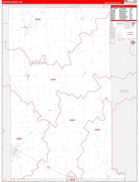 Wadena County, MN Zip Code Map