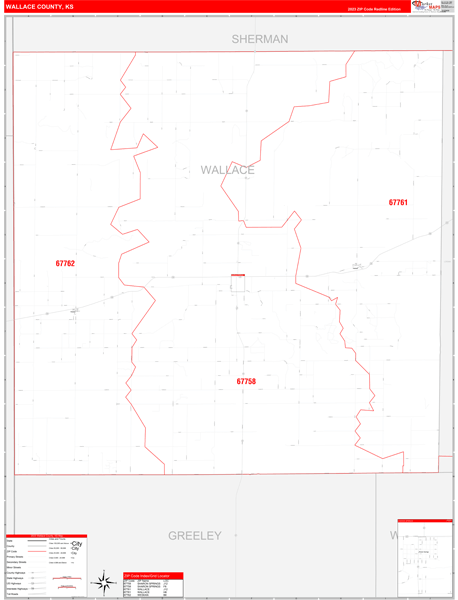 Wallace County Digital Map Red Line Style