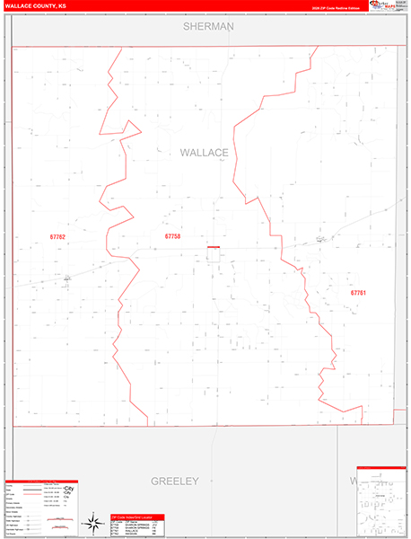 Wallace County, KS Zip Code Wall Map