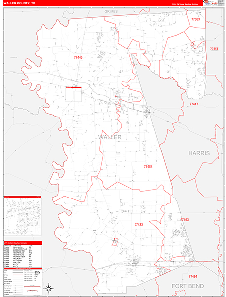 Waller County, TX Zip Code Map