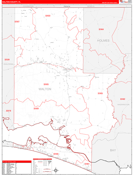 Walton County, FL Zip Code Wall Map