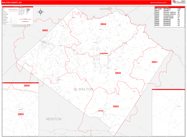 Walton County Digital Map Red Line Style