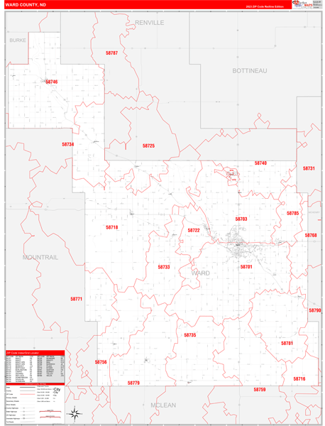 Ward County, ND Zip Code Map
