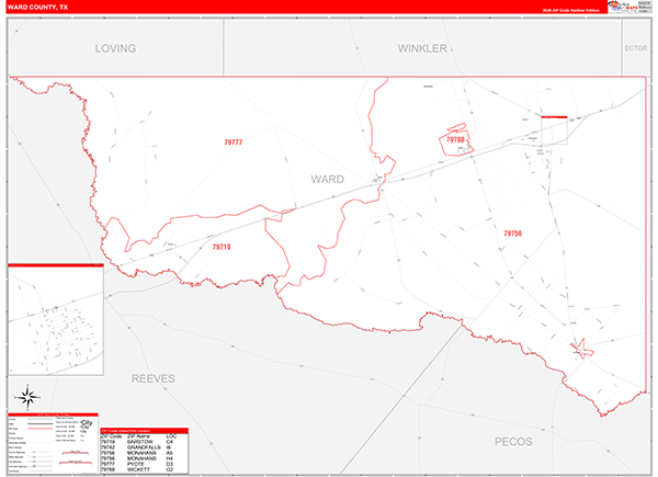 Ward County, TX Zip Code Map