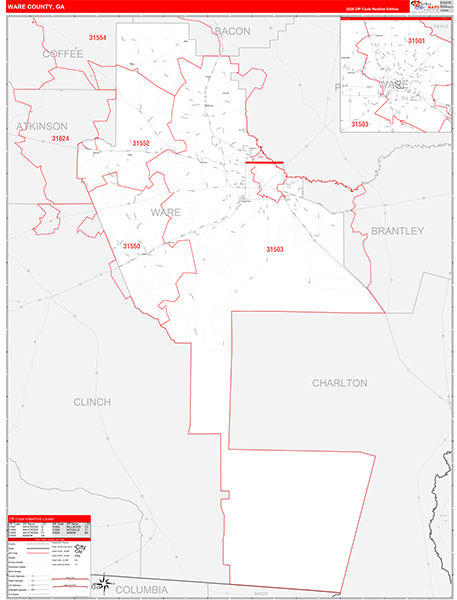 Ware County, GA Zip Code Map