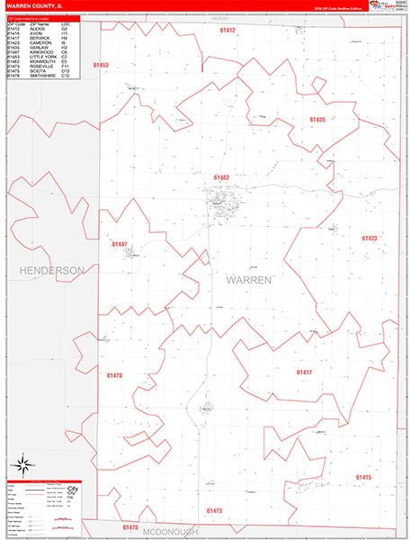 Warren County, IL Zip Code Map