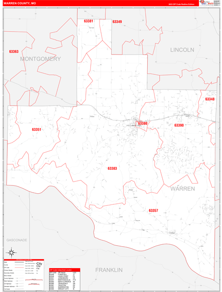 Warren County Digital Map Red Line Style