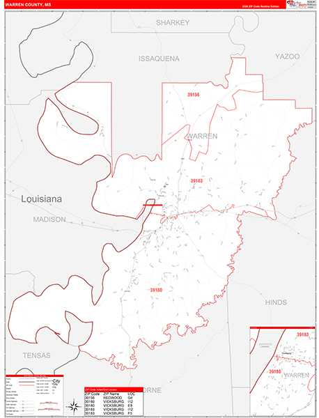 Warren County, MS Zip Code Map