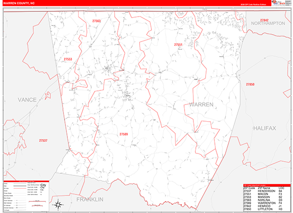 Warren County, NC Zip Code Map