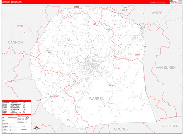 Warren County, TN Zip Code Map