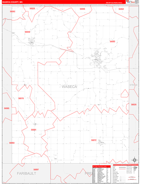 Waseca County, MN Zip Code Map