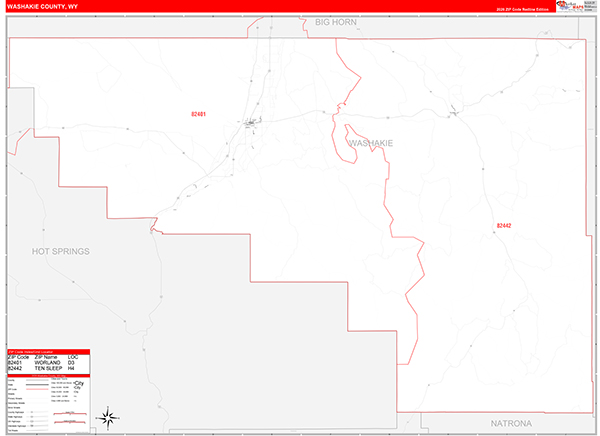 Washakie County, WY Zip Code Map