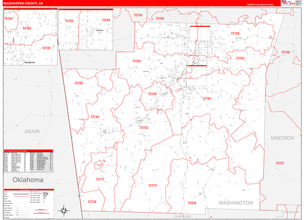 Washington County, AR Zip Code Map