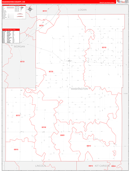 Washington County, CO Zip Code Map